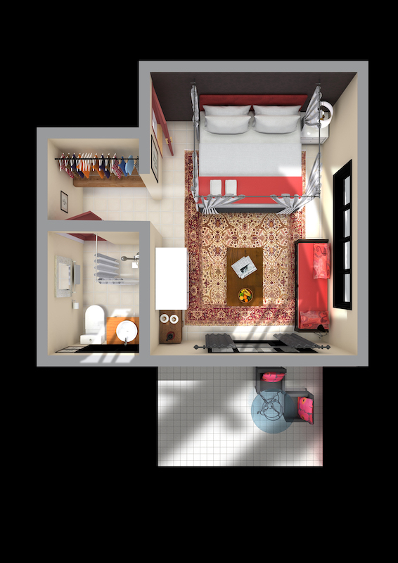 Superior " Hibiscus" Room - Floor Plan